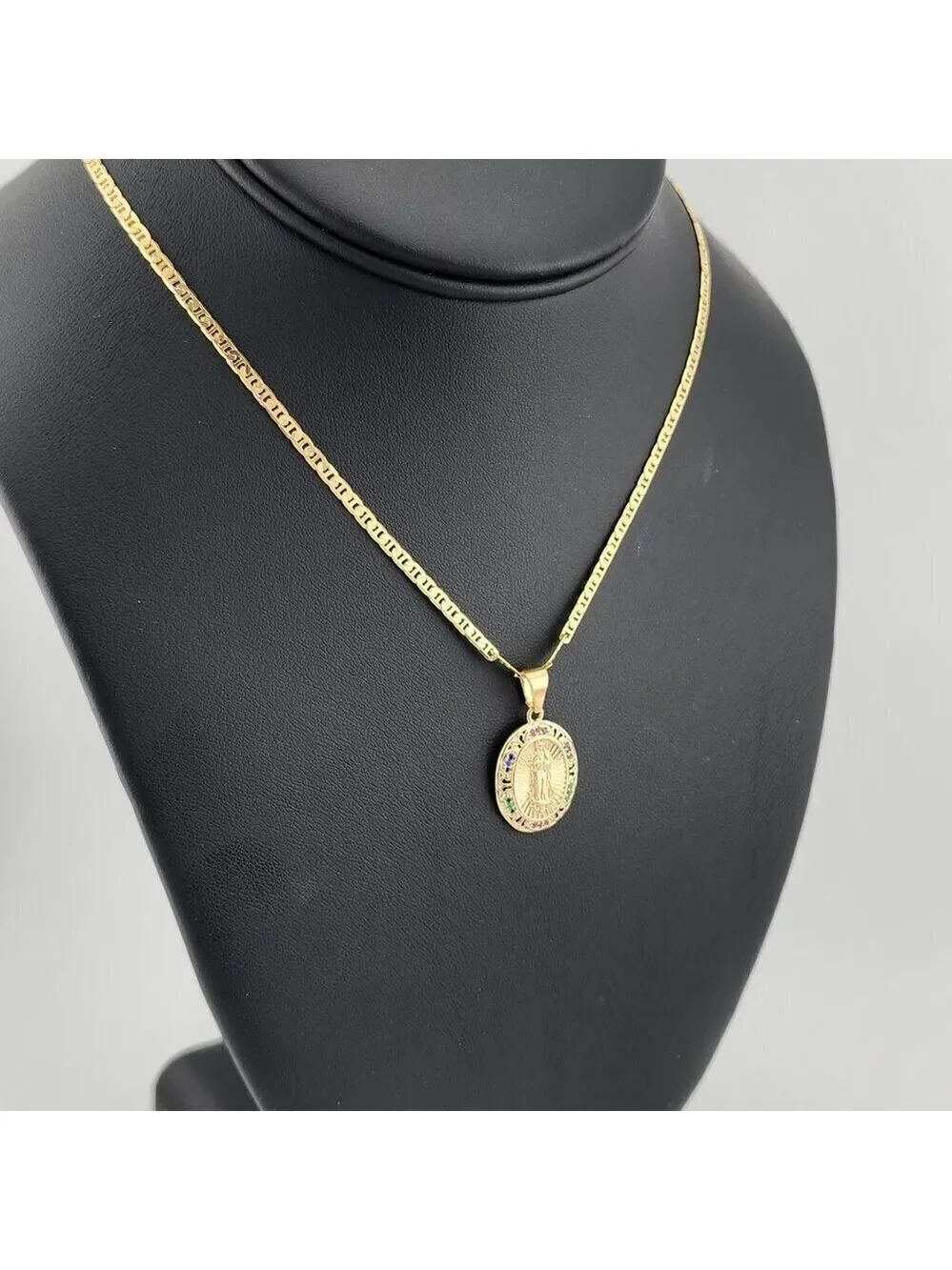 Brand New Brazilian 18k Gold Filled Virgen de Guadalupe Necklace